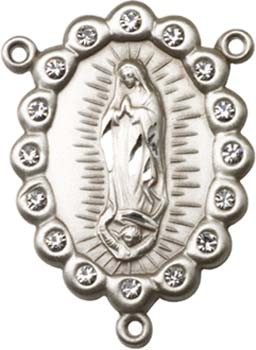 Our Lady of Guadalupe Sterling Silver Rosary Centerpiece - Sterling Silver