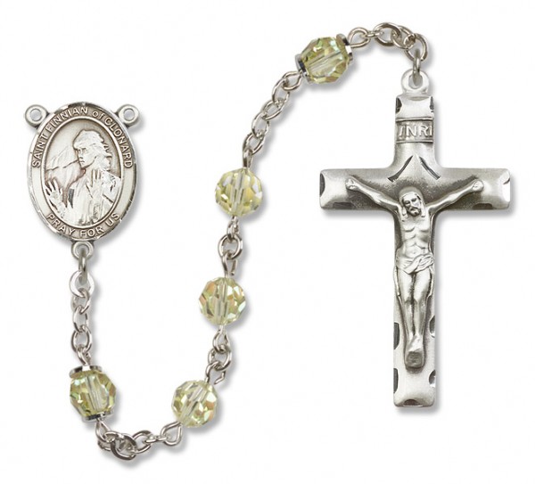 St. Finnian of Clonard Sterling Silver Heirloom Rosary Squared Crucifix - Zircon
