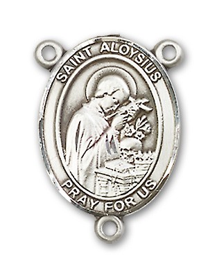 St. Aloysius Gonzaga Rosary Centerpiece Sterling Silver or Pewter - Sterling Silver