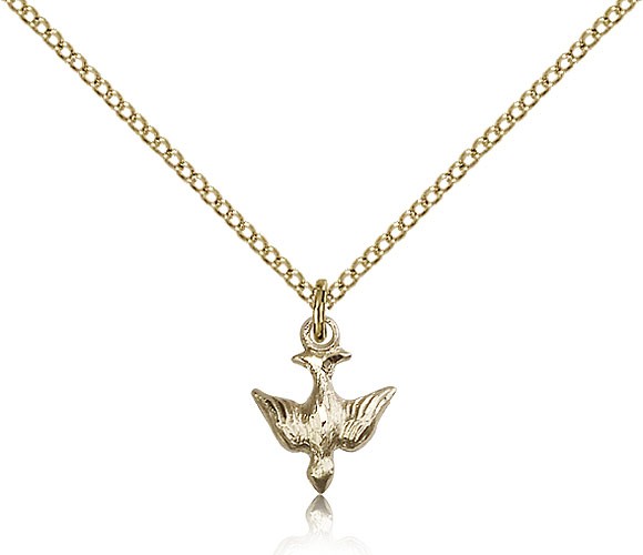 Small Descending Dove Holy Spirit Medal - 14KT Gold Filled