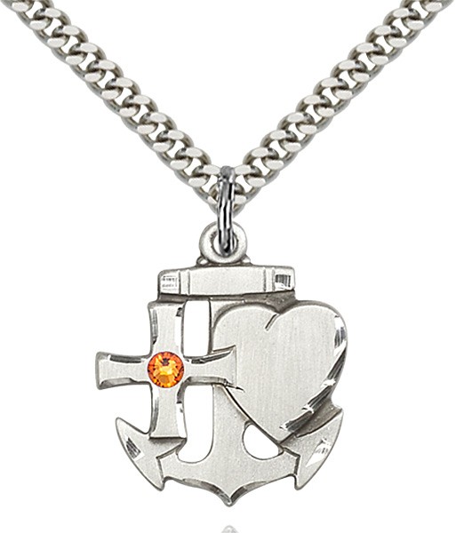 Faith Hope and Charity Pendant with Birthstone Option - Topaz