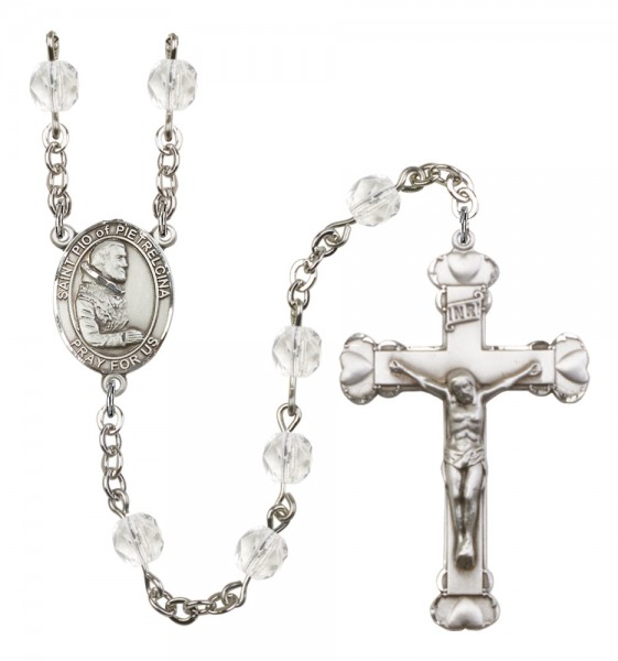 Women's St. Pio of Pietrelcina Birthstone Rosary - Crystal
