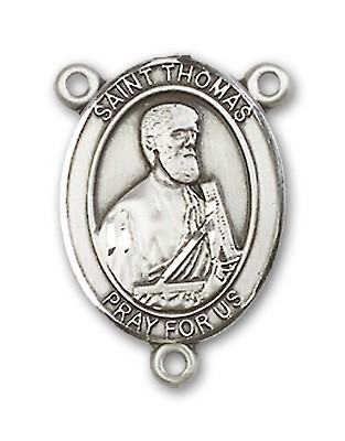 St. Thomas the Apostle Rosary Centerpiece Sterling Silver or Pewter - Sterling Silver