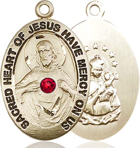 Classic Oval Scapular Pendant with Birthstone Options - 14K Solid Gold