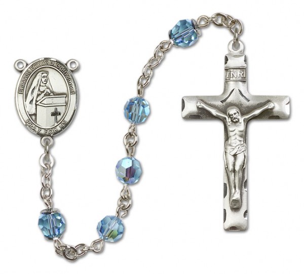 Emilee Doultremont Sterling Silver Heirloom Rosary Squared Crucifix - Aqua