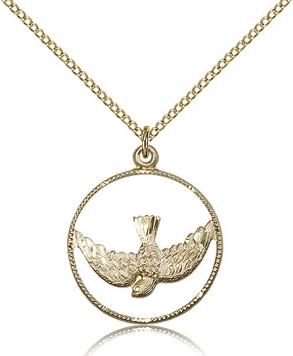 Women's Open Circle Holy Spirit Medal - 14KT Gold Filled