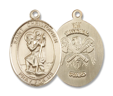 St. Christopher National Guard Medal - 14K Solid Gold