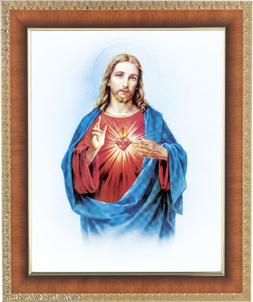 Sacred Heart of Jesus 8x10 Framed Print Under Glass - #122 Frame
