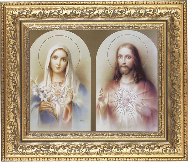 Immaculate Heart and Sacred Heart 8x10 Framed Print Under Glass - #115 Frame
