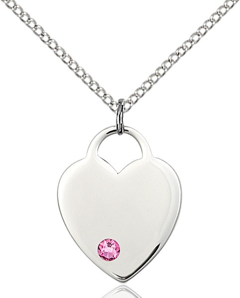 Medium Heart Shaped Pendant with Birthstone Options - Rose