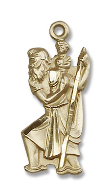 Figure of St. Christopher Necklace - 14K Solid Gold