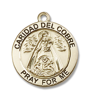 Round Caridad Del Cobre Pendant - 14K Solid Gold