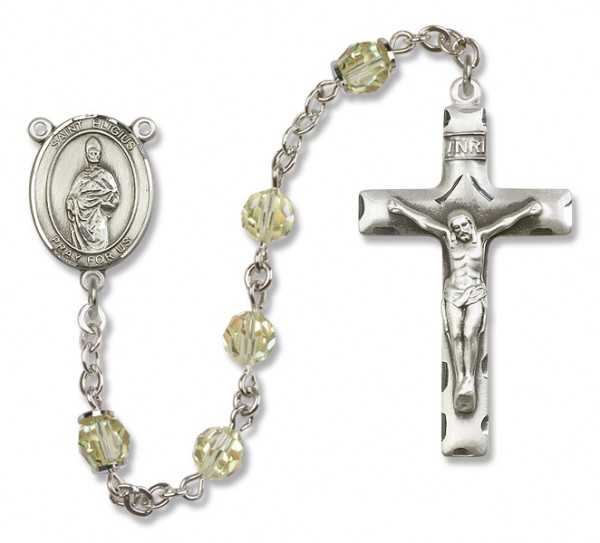 St. Eligius Sterling Silver Heirloom Rosary Squared Crucifix - Zircon