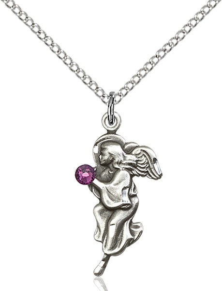 Angel Pendant with Birthstone Options - Amethyst