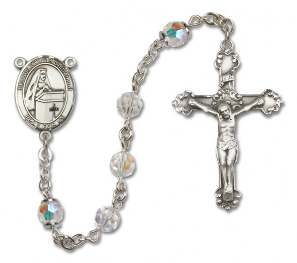 Emilee Doultremont Sterling Silver Heirloom Rosary Fancy Crucifix - Crystal
