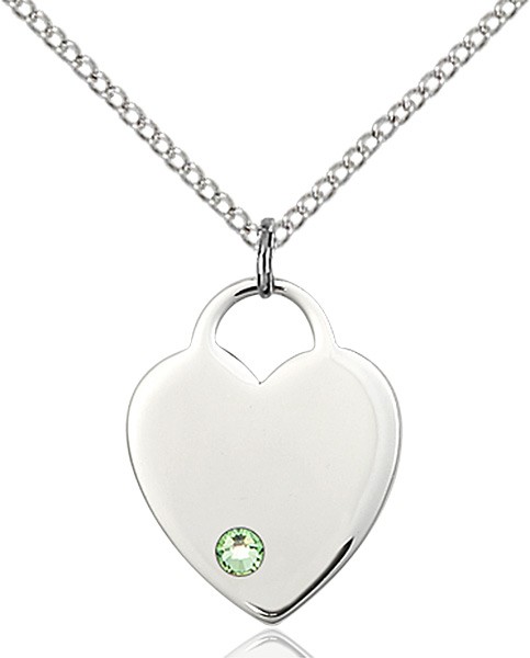 Medium Heart Shaped Pendant with Birthstone Options - Peridot