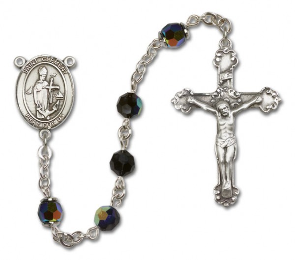 St. Clement Sterling Silver Heirloom Rosary Fancy Crucifix - Emerald Green