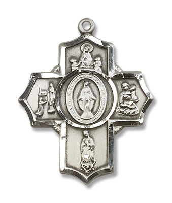 Our Lady Apparitions 5 Way Pendant - Sterling Silver