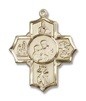 Men's Firefighter 5-Way Medal - 14K Solid Gold