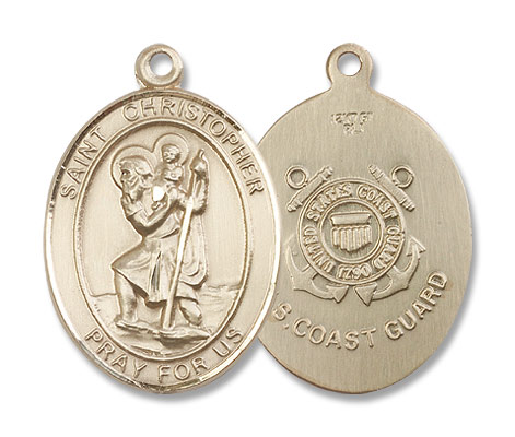 St. Christopher Coast Guard Medal - 14K Solid Gold