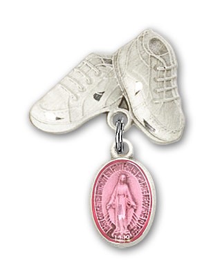 Baby Pin with Miraculous Charm and Baby Boots Pin - Silver | Pink