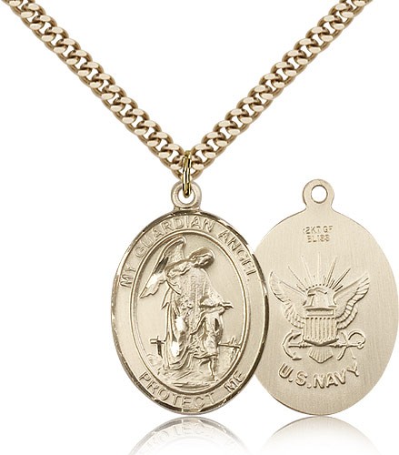 Guardian Angel Navy Medal - 14KT Gold Filled