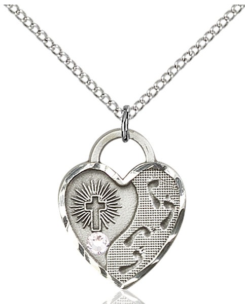 Heart Shaped Footprints Pendant with Birthstone Options - Crystal