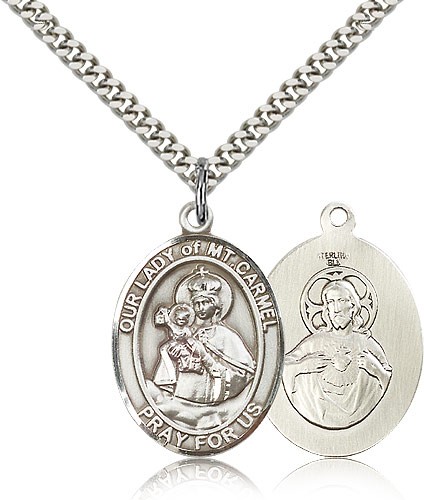 Our Lady Mount Carmel Patron Saint Medal - Sterling Silver