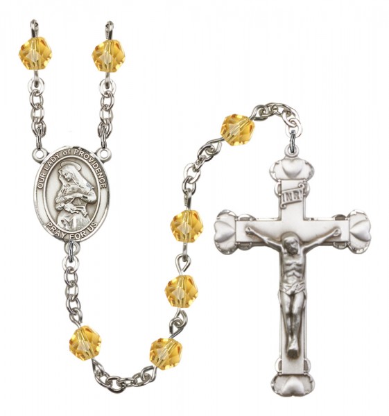 Women's Our Lady of Providence Birthstone Rosary - Topaz