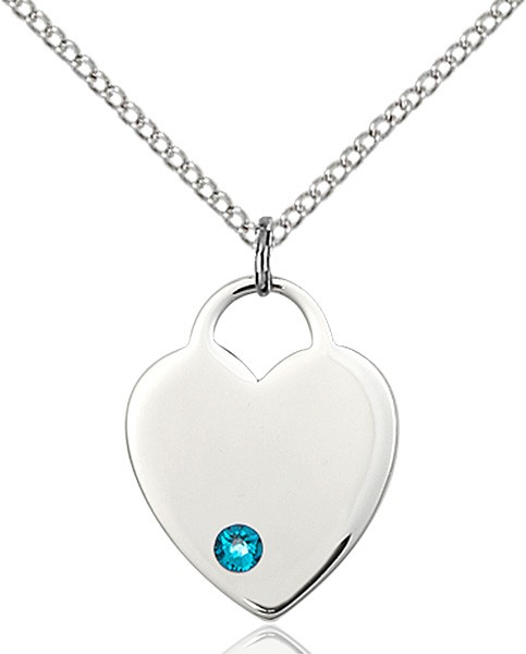 Medium Heart Shaped Pendant with Birthstone Options - Zircon