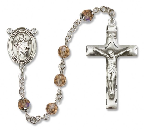 St. Aedan of Ferns Rosary Our Lady of Mercy Sterling Silver Heirloom Rosary Squared Crucifix - Topaz