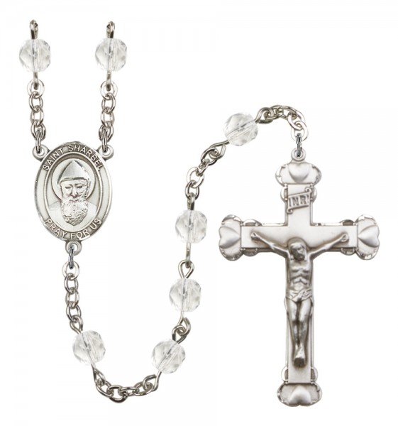 Women's St. Sharbel Birthstone Rosary - Crystal