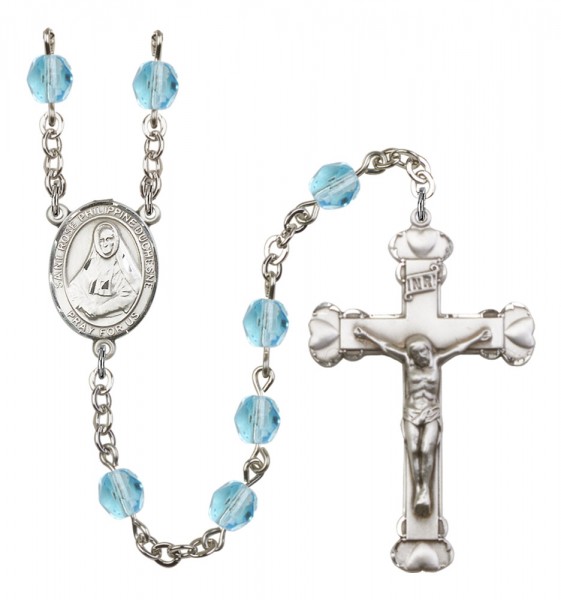 Women's St. Rose Philippine Duchesne Birthstone Rosary - Aqua