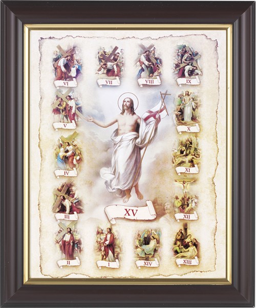 Stations of the Cross Illustrated 8x10 Framed Print Under Glass - #133 Frame