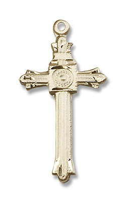 Radial Center Cross Necklace - 14K Solid Gold