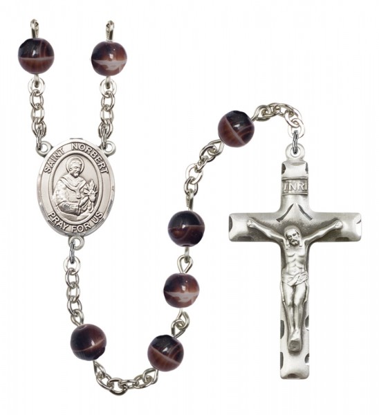 Men's St. Norbert of Xanten Silver Plated Rosary - Brown