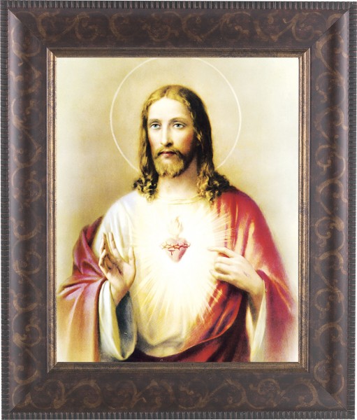Sacred Heart of Jesus 8x10 Framed Print Under Glass - #124 Frame