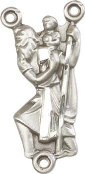 St. Christopher Sterling Silver Rosary Centerpiece - Sterling Silver