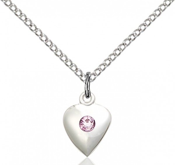 Baby Heart Pendant with Birthstone Options - Light Amethyst