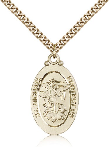 Oval Double-sided St. Michael Guardian Medal - 14KT Gold Filled