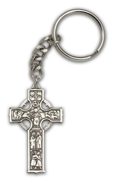 Celtic Cross Keychain - Antique Silver