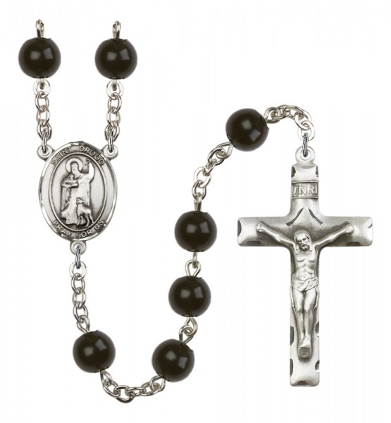 Men's St. Drogo Silver Plated Rosary - Black