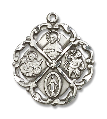 5-Way Medal Diamond Shaped - Sterling Silver