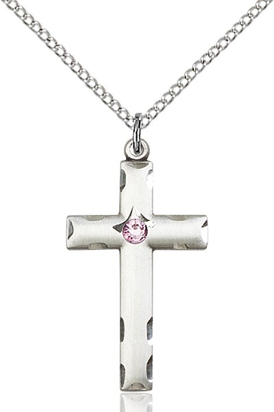Women's Birthstone Cross Pendant - Light Amethyst