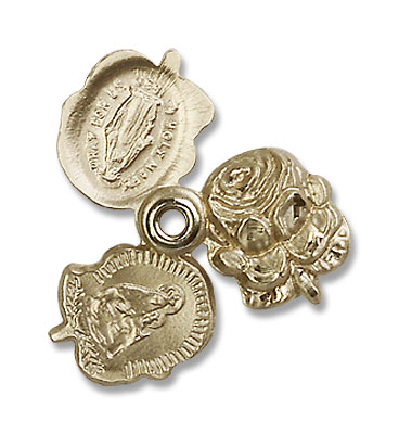 Women's Triple Slide Rosebud Miraculous Medal - 14K Solid Gold