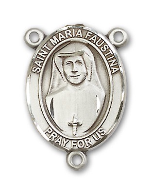 St. Maria Faustina Rosary Centerpiece Sterling Silver or Pewter - Sterling Silver