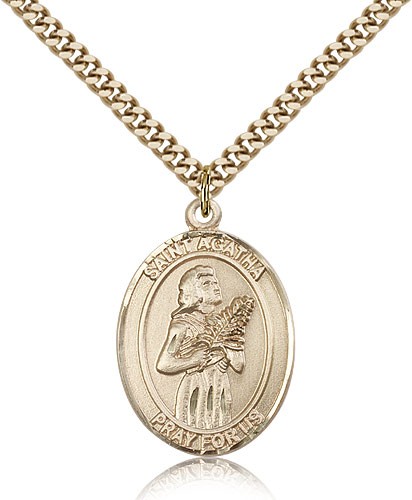 St. Agatha Patron Saint Medal - 14KT Gold Filled