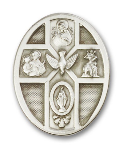 5-Way with Holy Spirit Visor Clip - Antique Silver