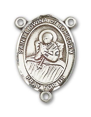 St. Lidwina of Schiedam Rosary Centerpiece Sterling Silver or Pewter - Sterling Silver
