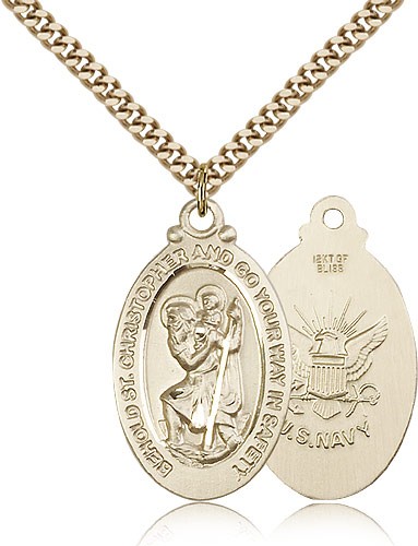 St. Christopher Navy Medal - 14KT Gold Filled